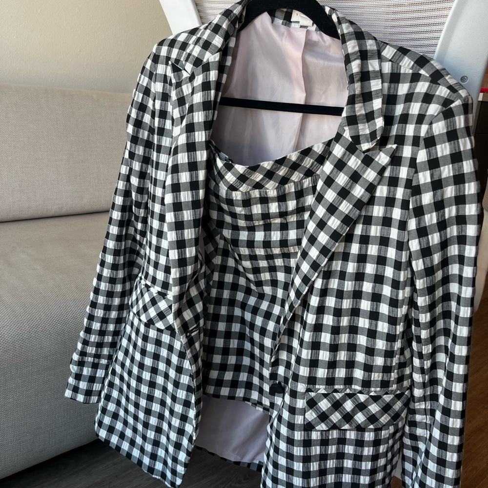 Topshop Set: Monochrome Checkered Blazer and Skirt